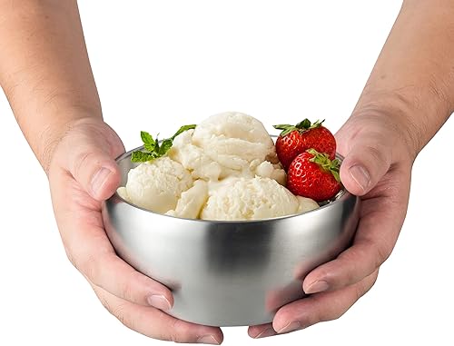Miniatura 3 de IMEEA Tazón de helado aislado de 28 onzas cuenco de sopa de doble pared SUS304 cuenco de acero inoxidable para cereales juego de 2