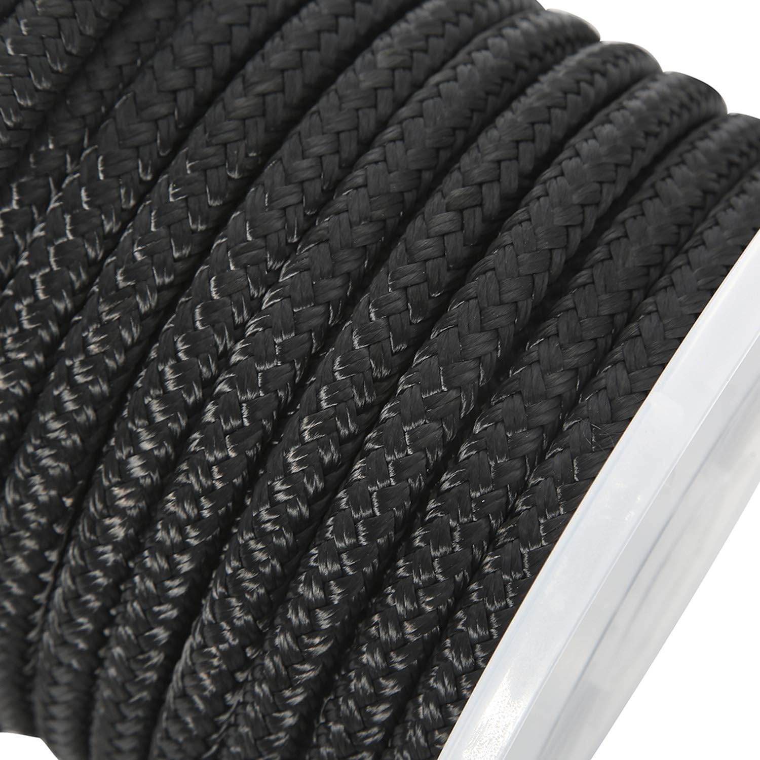NovelBee 1/2 Inch X 50 Feet Double Braid Nylon Anchor Line with Stainless Steel Thimble and Plastic Chuck (Black) - Image 7