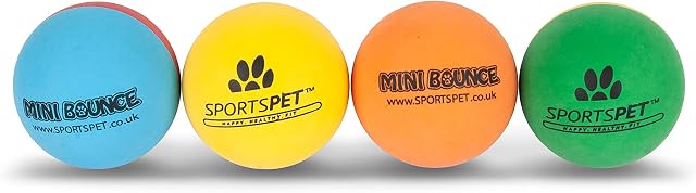 SPORTSPET Mini Bounce 45mm - Premium Rubber Balls for Kittens, Cats and Puppy Dogs 4 pack (Standard) (45mm)