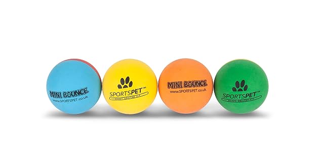 Sportspet Paquete de 4 mini pelotas saltarinas de goma para gatitos, gatos y cachorros