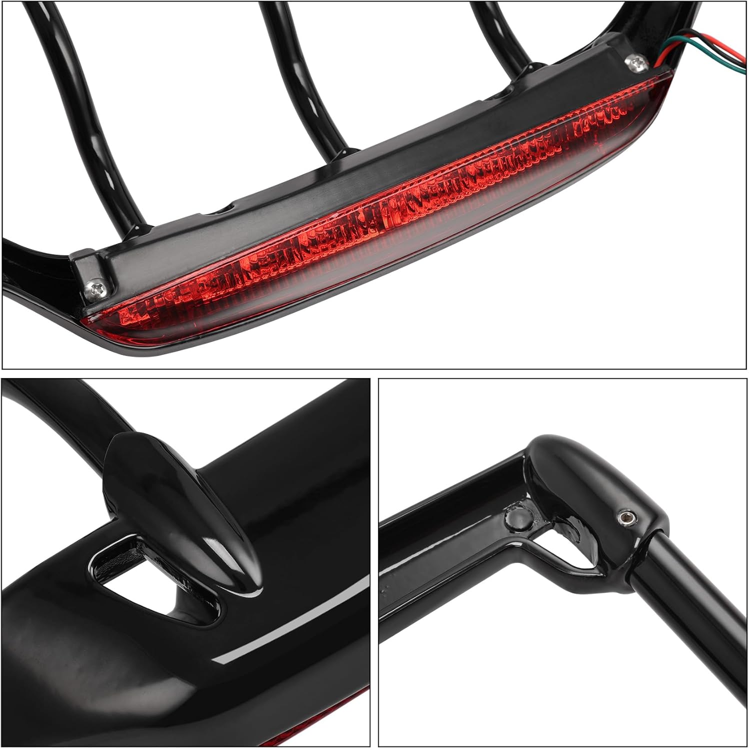 TCMT Black LED Trunk Luggage Rack Fits For Harley 1993-2013 Road King Road Glide Street Glide Electra Glide Ultra Limited Pack