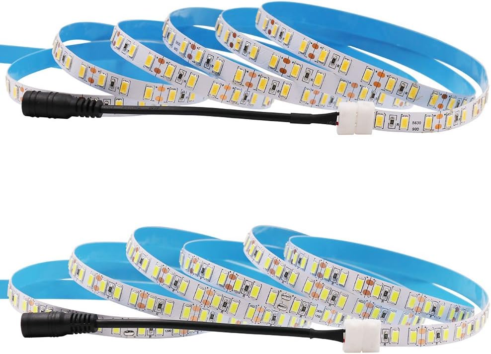 LED Strip Super Bright DC12V SMD5630 (5630 Upgraded) 600LEDs Non-Waterproof LED Tape Lights Cool White 7000K 5Meter/ 16.4Feet Using for Home, Kitchen Cabinet Lights and Ceiling Lights