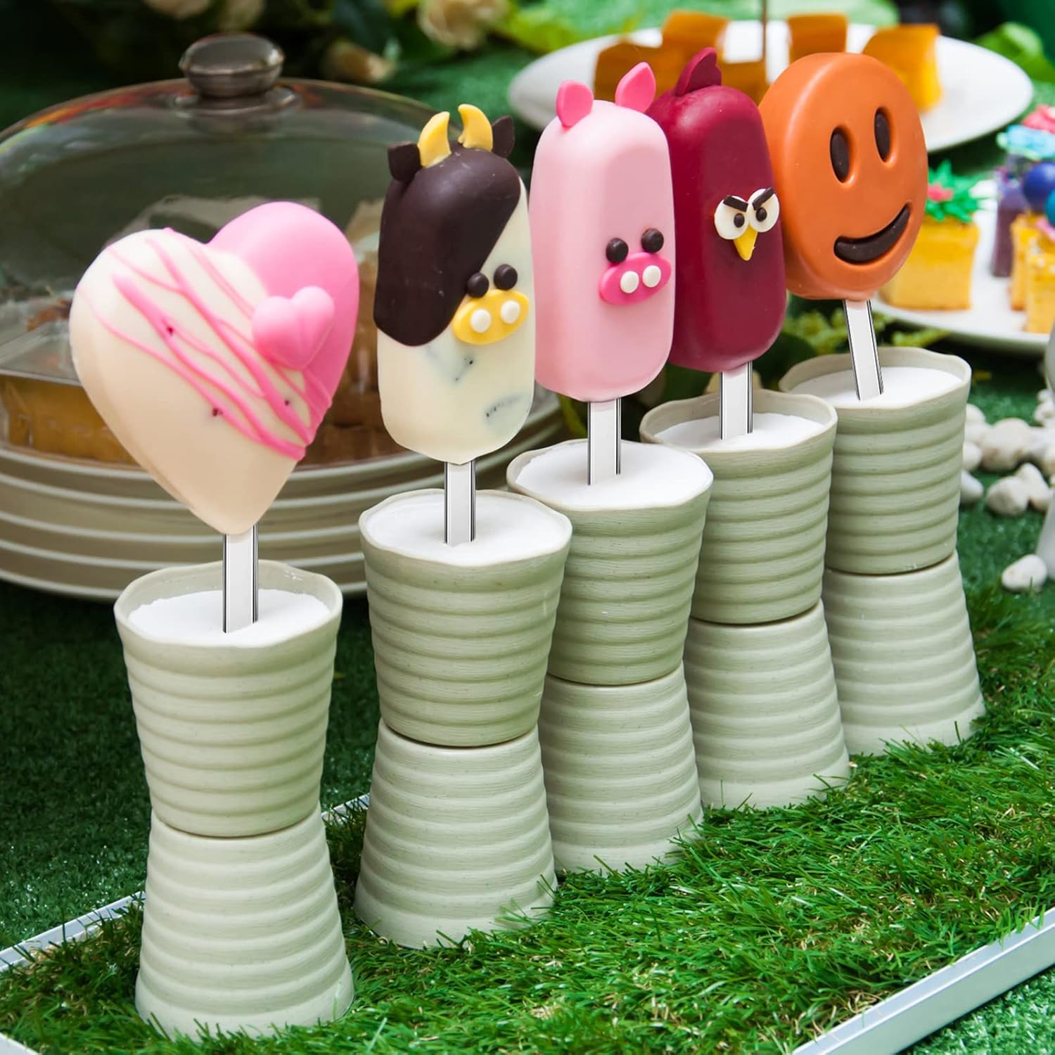 30 Pcs Reusable Acrylic Cakesicle Sticks, 4.5 Inches, Classic Color