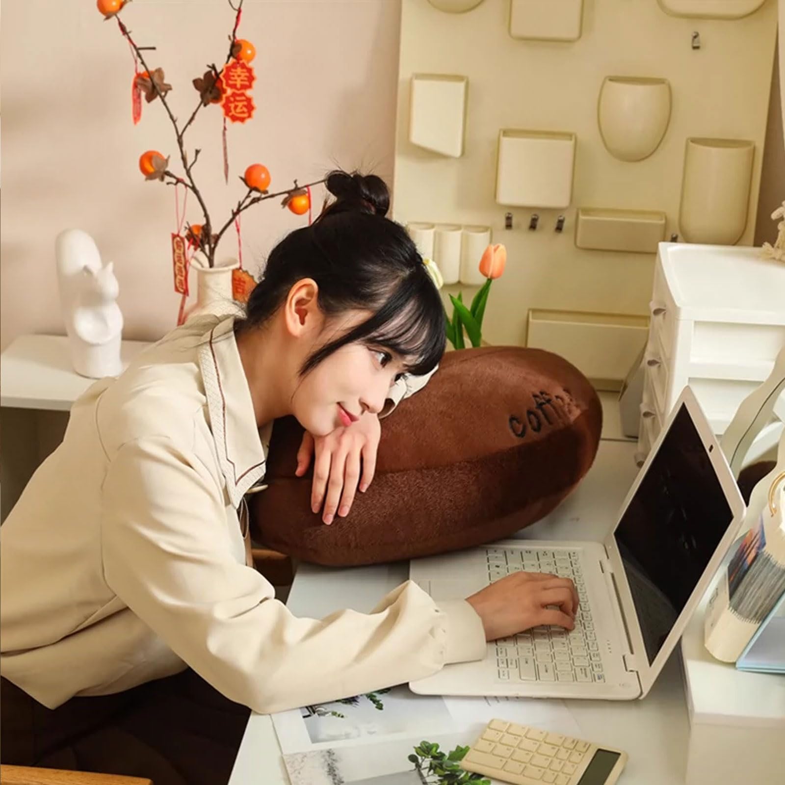 Amazon.co.jp: TZMAPU コーヒー豆のぬいぐるみ枕、かわいいコーヒー豆