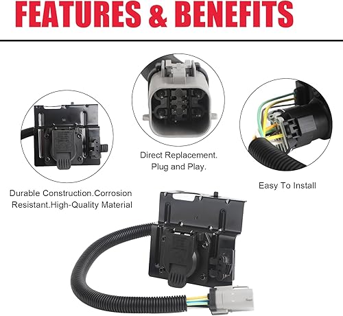Miniatura 5 de Enchufe de arnés de cableado de remolque de remolque de 4 y 7 pines para Ford F250 F350 2002-2004 Super Duty Reemplazo # 2C3Z-13A576-DA Conjunto de
