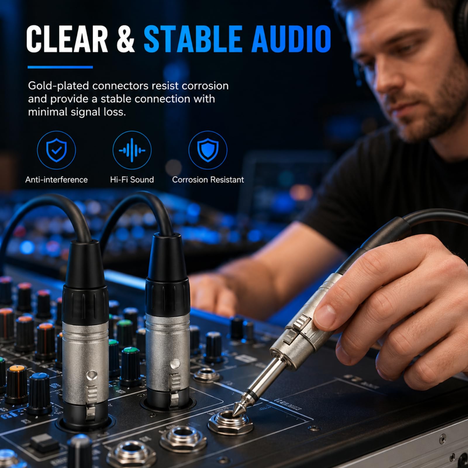 2 Stück XLR auf 6,35mm Adapter, XLR Buchse auf Klinke, Klinke Stecker Buchse 3 Pin Audio Adapter Metallgehäuse symmetrische Signalübertragung kompatibel mit Mischpult Mikrofon Verstärker Studio Bühne