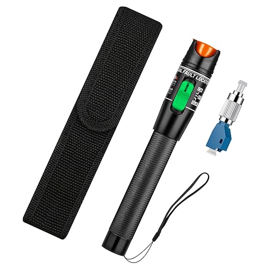 Moocci Visual Fault Locator Fiber Optic Tester - VFL Fiber Optic Cable Tester Meter with FC to LC Adapter - Tools Tester Kit for LC/FC/SC/ST, Network Cable Test