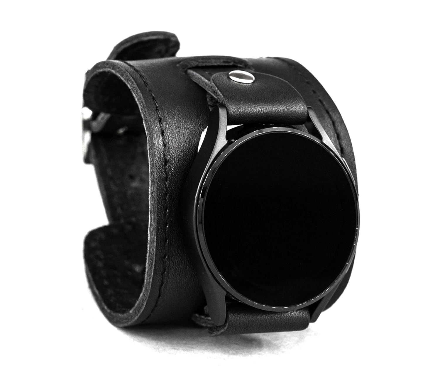 Leather wide cuff band 18mm 20mm 22mm Compatible with Samsung Galaxy Watch Classic Active and other Smart watches with a classic lug, Handmade UA 2550st