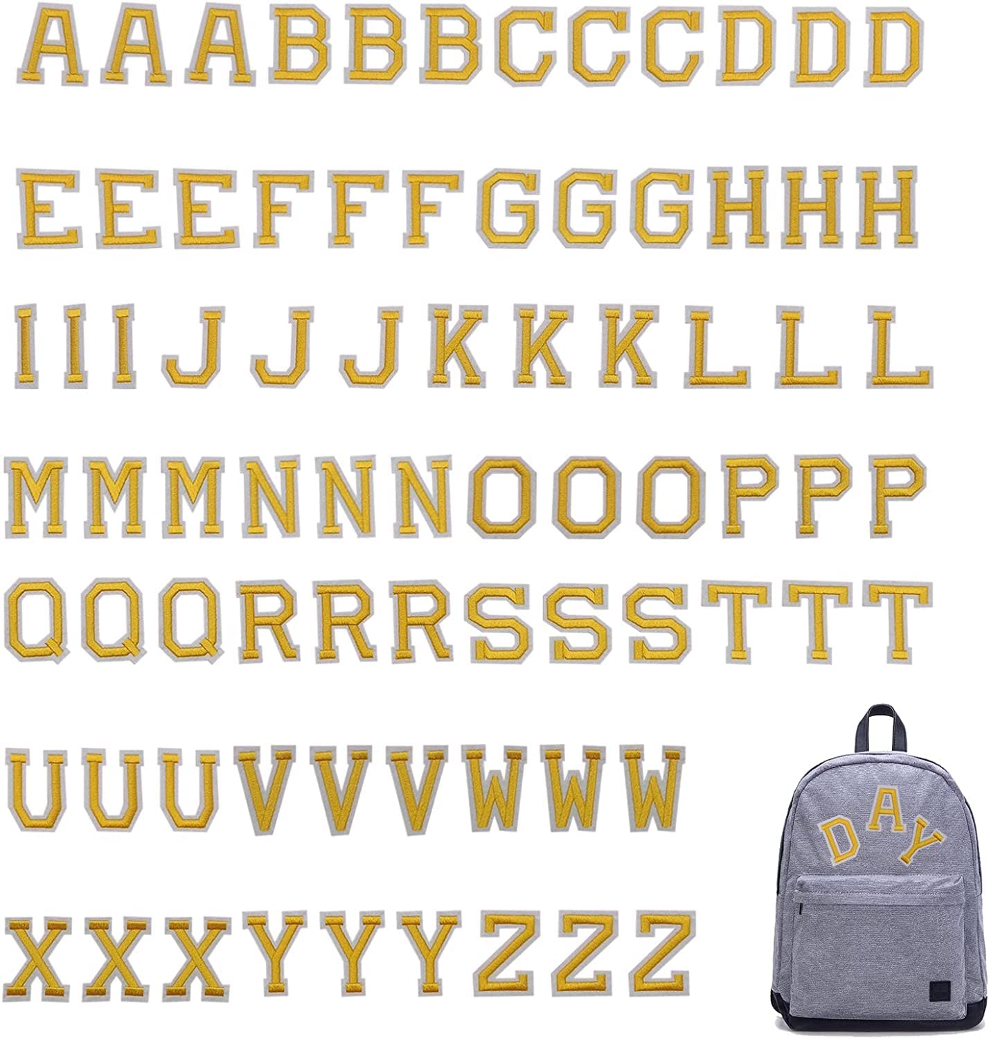 Toppe Termoadesive di Lettere 52 pezzi Toppe Ricamate, Toppe Ricamate con Lettere Dell'alfabeto Dalla A Alla Z per t-shirt Jeans Vestiti Borse (Colored letters
