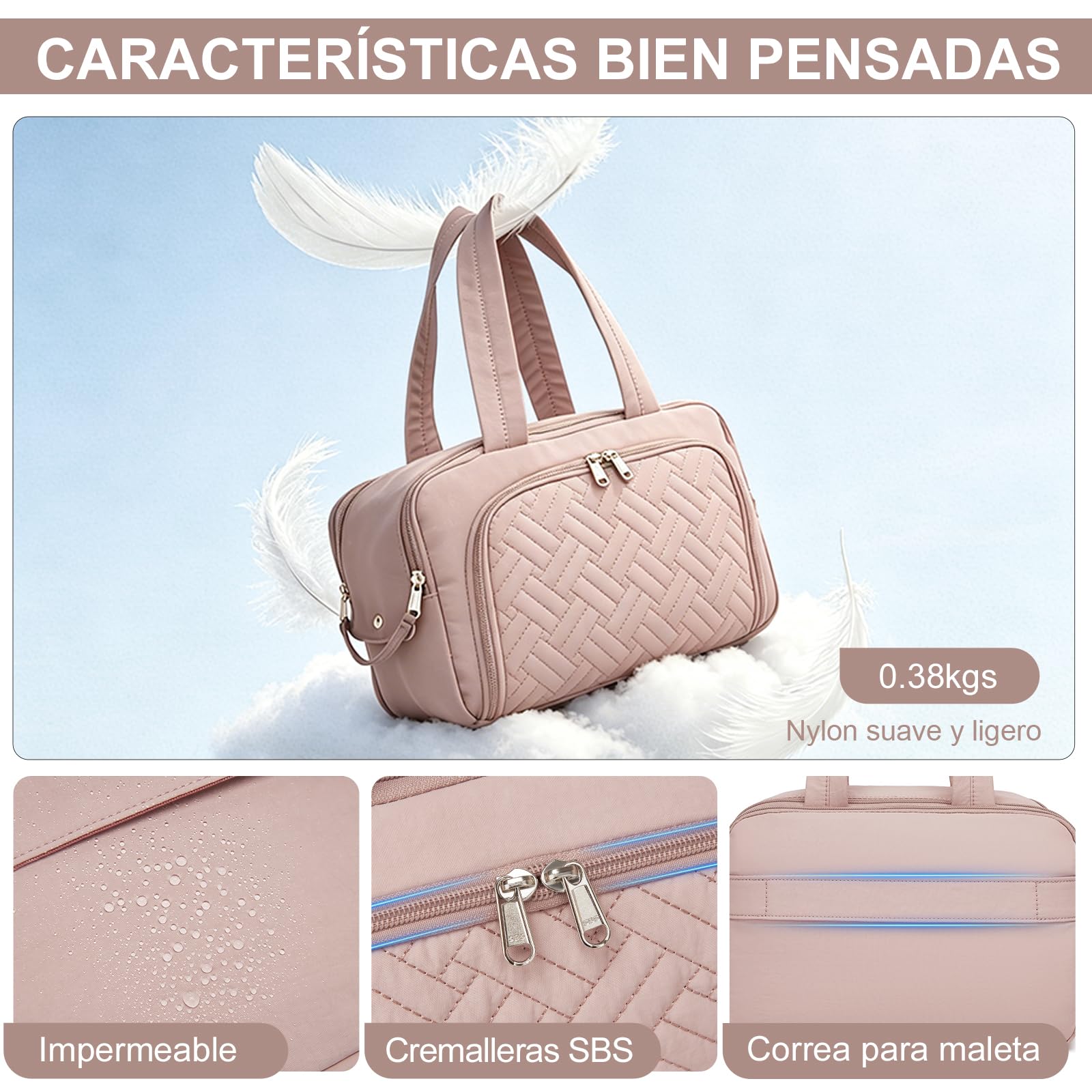 Kono Neceser Mujer de Viaje Grande Neceser Maquillaje Impermeable Bolsa de Aseo con Gran Apertura Organizador de Artículos de Tocador y Cosméticos