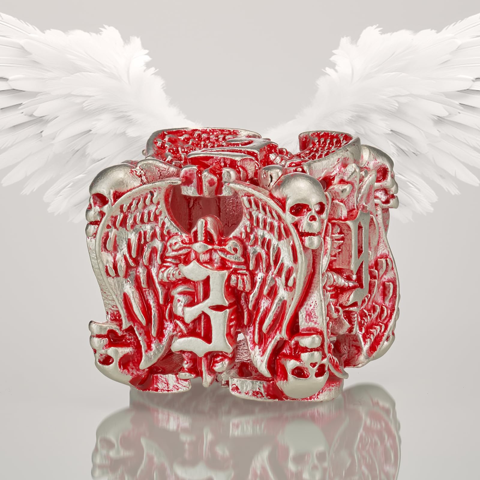 HNCCESG Matt Red White DND Metal Dice 7 PCS Skull Hollow D&D Dice Set for Dungeons and Dragon Gifts of Tabletop Game (Matte Red with White Skull)