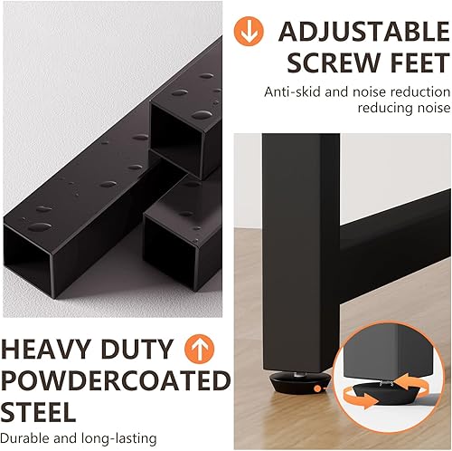 Miniatura 6 de BestOffice Escritorio para computadora, escritorio de oficina en casa, estilo moderno y simple para oficina en casa, estudio y escritura (negro, 55