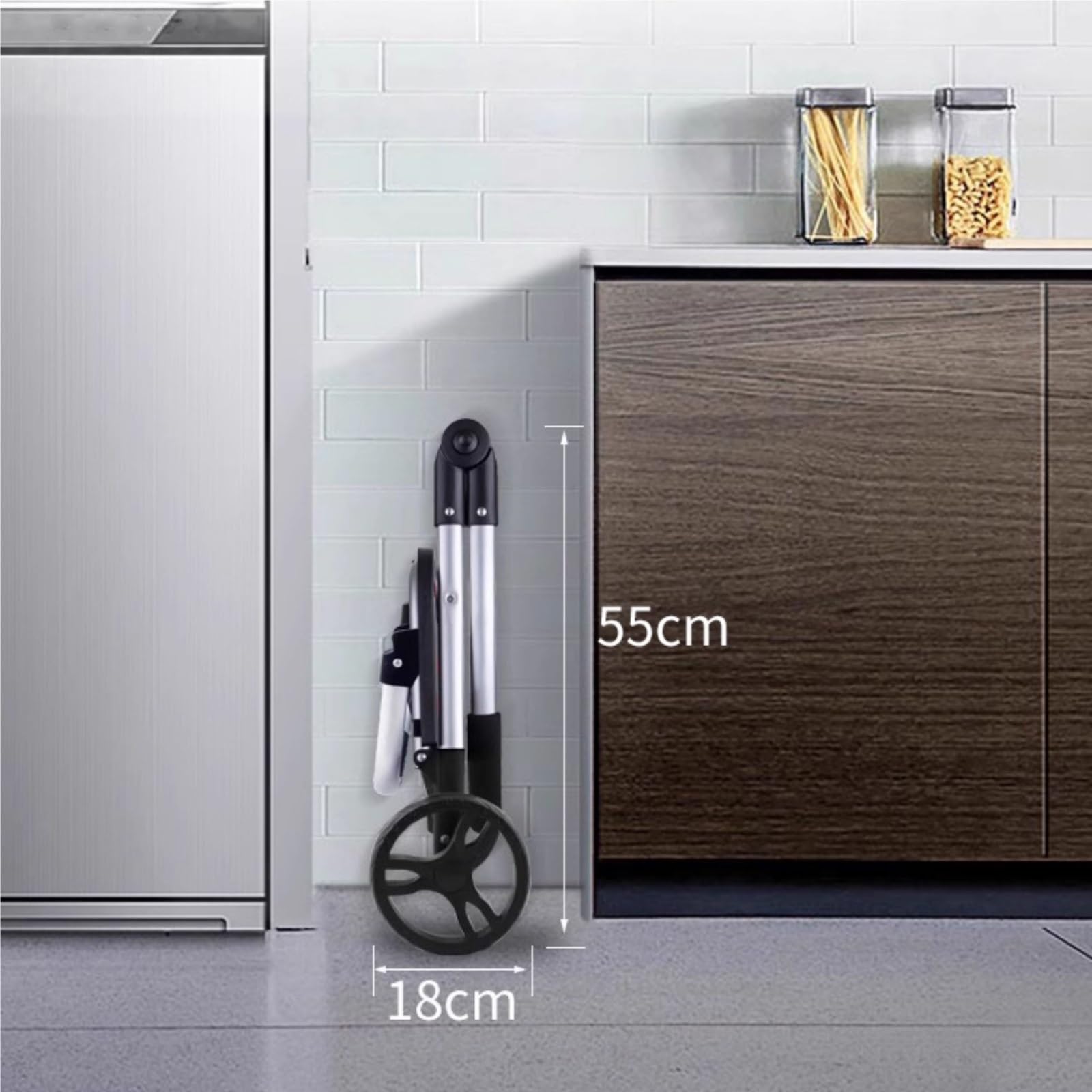 Schwerlast-Klappkarre Home-Shopping, faltbar mit Rädern, praktischer handgezogener Einkaufswagen for Treppensteigen Paletten- und Transport auf Rädern(Schwarz)