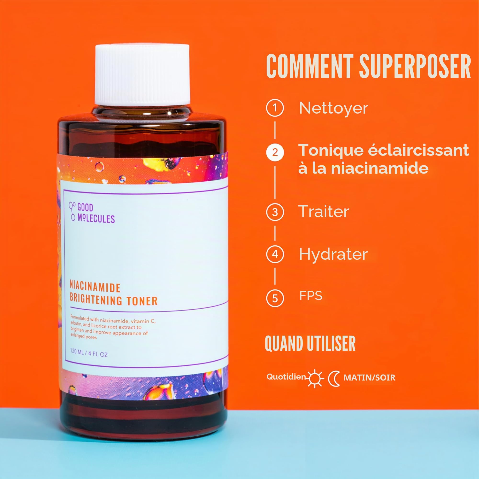 Good Molecules Lotion Tonique Éclaircissante à la Niacinamide - Tonique Facial avec Niacinamide, Vitamine C et Arbutine - Soin du Visage pour le Teint et les Pores Dilatés
