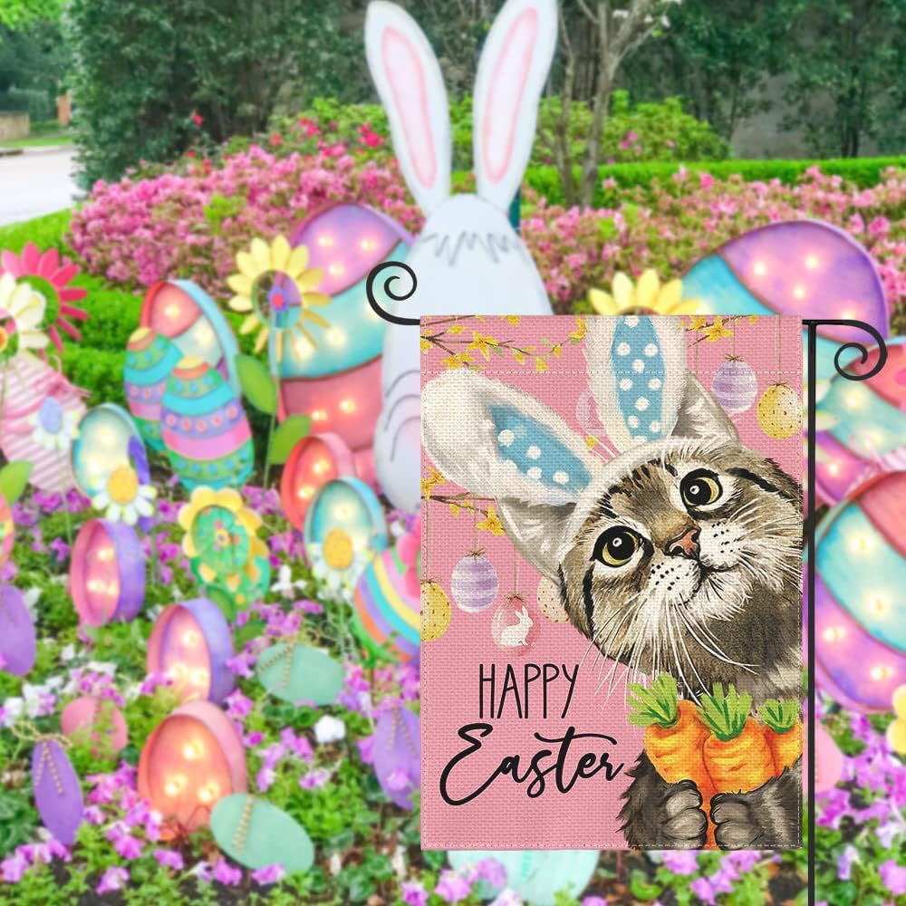 AVOIN Colorlife Drapeau De Jardin Floral Happy Easter 30,5 X