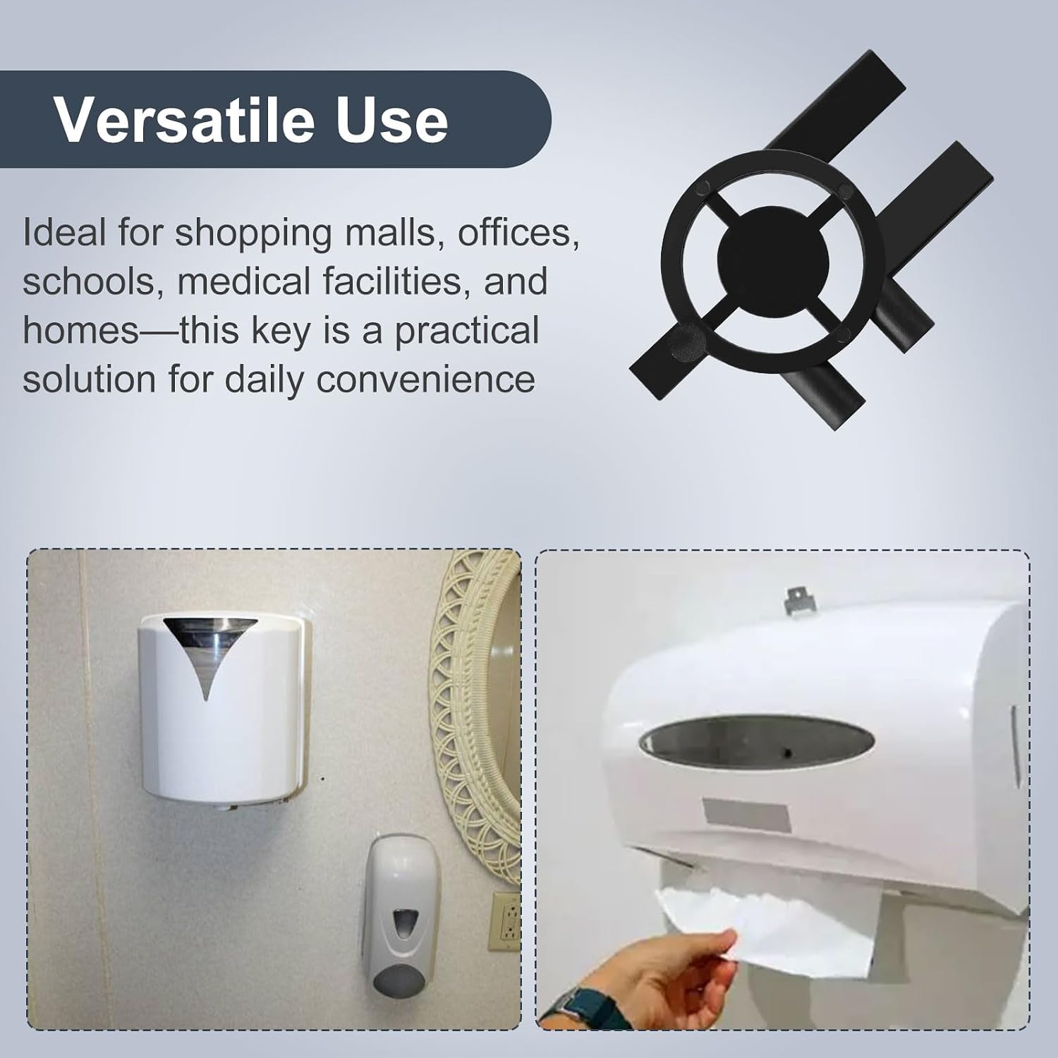 3-in-1 Paper Towel Dispenser Key Compatible with Cintas & Sanis Paper Towel, Soap, and Toilet Paper Dispensers,5pcs Paper Towel Dispenser Key Replacement for Cintas & Sanis with Key Ring