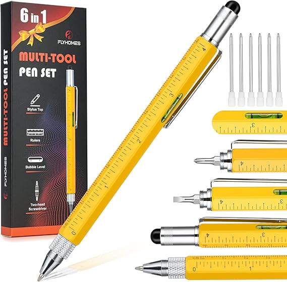 Fl flyhomes multitool pen, 6 in 1 multi tool pen set, c…