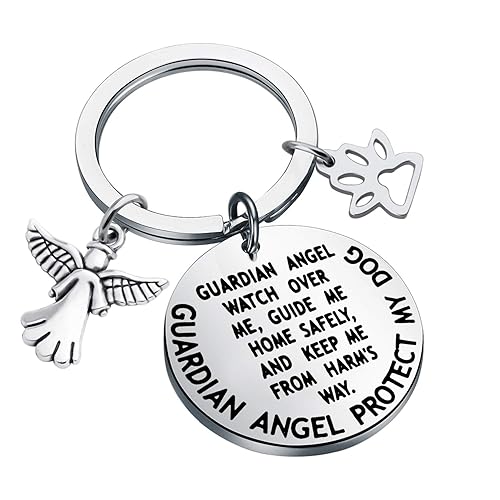 MYOSPARK Guardian Angel Protect My Dog Pet Protection Stainless Steel Pendant Collar Charm