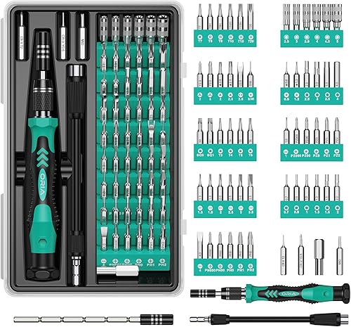 ORIA - Juego de destornilladores de precisión, 60 en 1 con juego de destornilladores de 56 puntas, kit de destornillador magnético con eje flexible,
