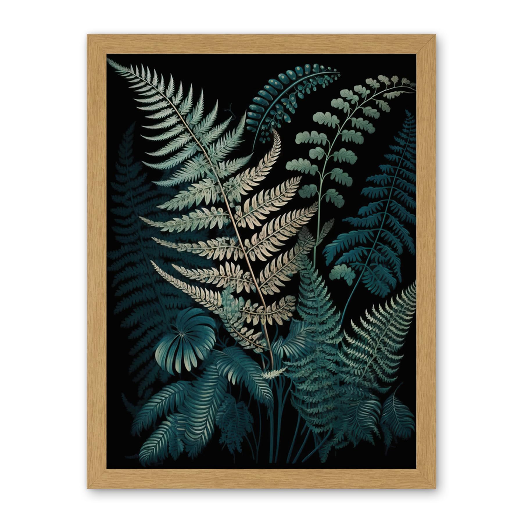 Artery8 Fern Frond Detailed Botanical Species Illustration Artwork Framed Wall Art Print 18X24 Inch
