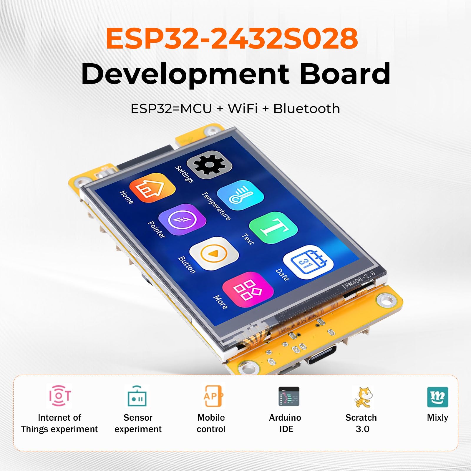 ESP32 Display,2.8" ESP32 Display ESP32-2432S028R Touchscreen Resistivo 240x320 TFT LCD Display Modul,ESP32 Scheda di sviluppo con WiFi Bluetooth, per Arduino IDE(2 pezzi)