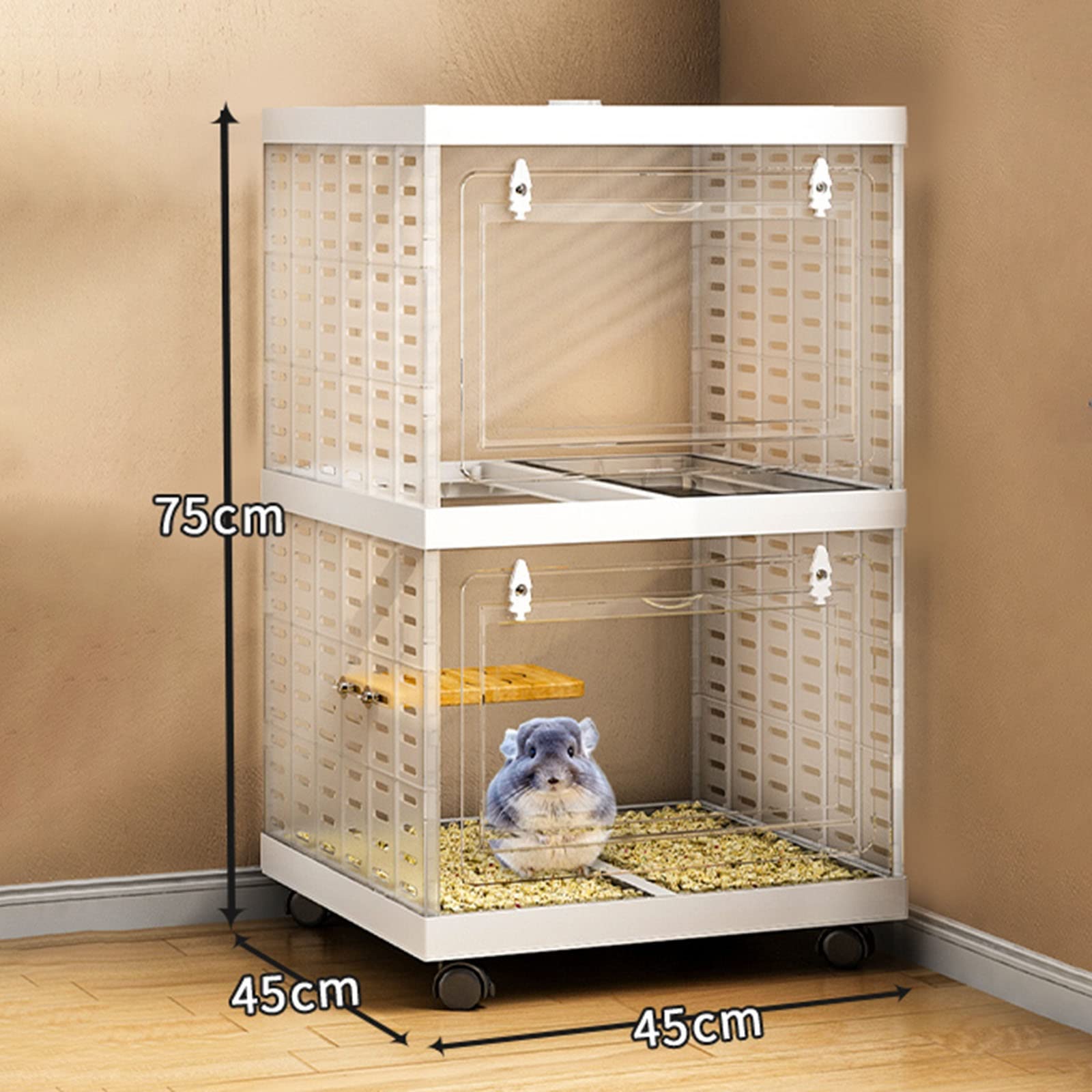 Klatka dla małych zwierząt, Wewnętrzna klatka dla świnki morskiej z kółkami, klatka dla fretki, klatka dla lotniaka cukrowego(Empty Cage,45 * 45 * 75cm)