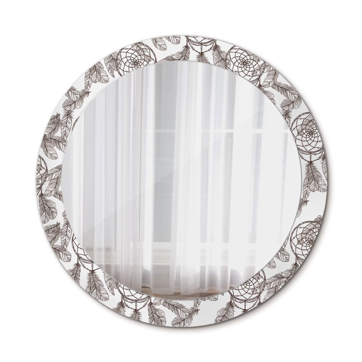Miroir salle de bains maquillage Ø80 cm au style bohème attrape-rêves pour chambre de femme