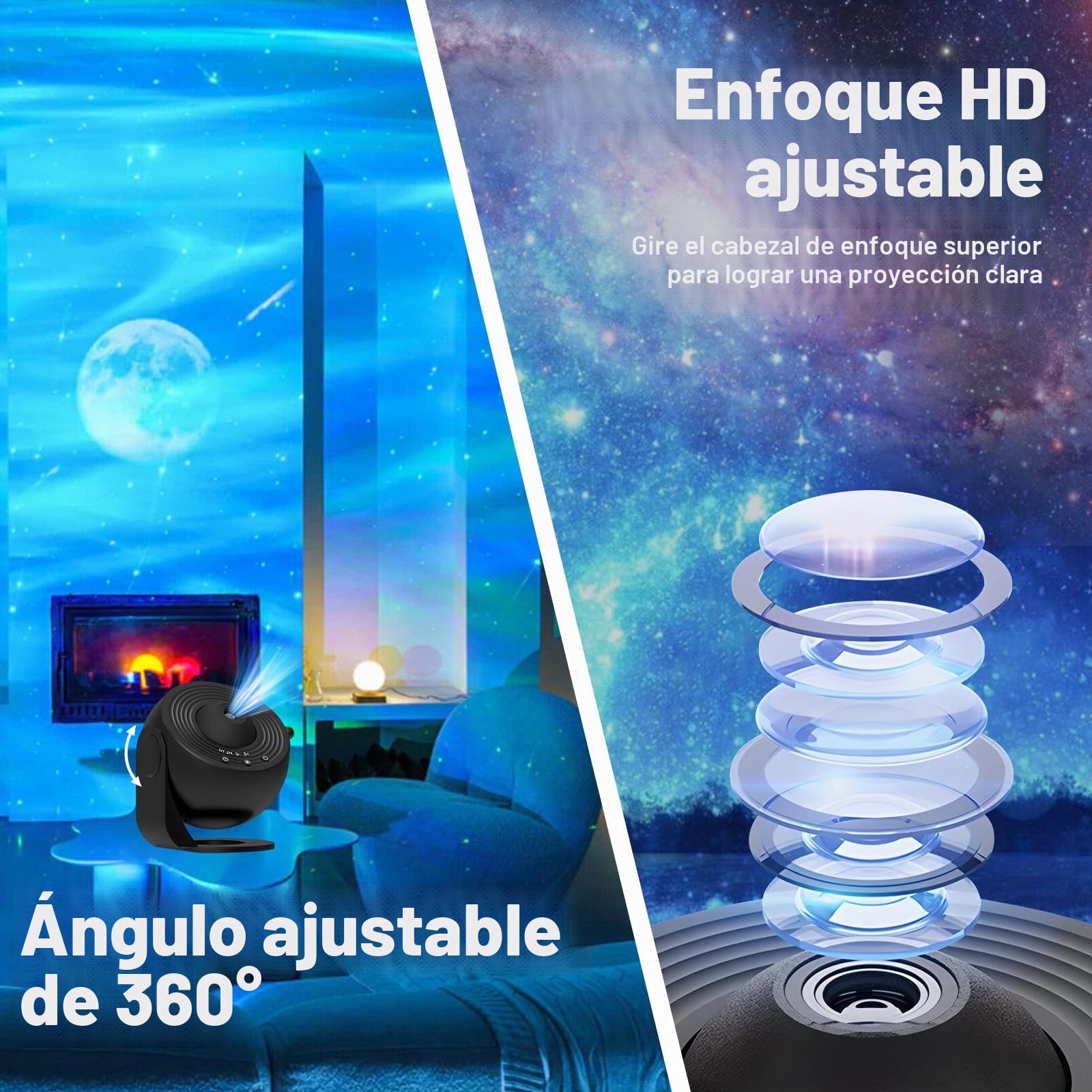 Lámpara proyectora de estrellas con 13 discos planetarios, rotación de 180 grados, iluminación sensorial para niños y adultos, decoración para dormitorio, fiesta, enfoque ajustable
