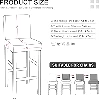 Vista 9 de Juego de 10 fundas para silla, fundas elásticas para sillas Parsons, de elastano, extraíbles, lavables, fundas protectoras para sillas de cocina