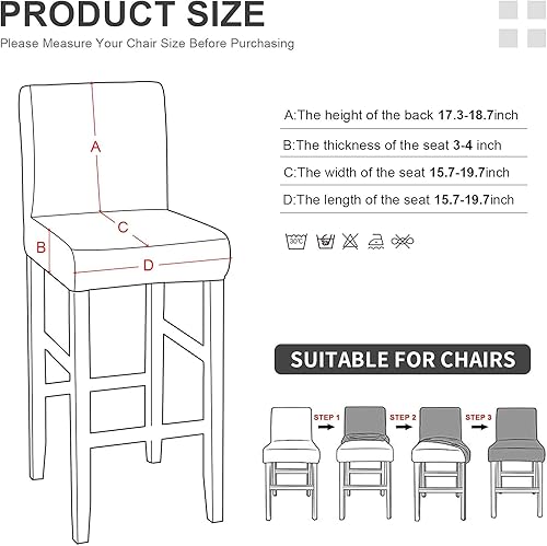 Miniatura 8 de Juego de 10 fundas para silla, fundas elásticas para sillas Parsons, de elastano, extraíbles, lavables, fundas protectoras para sillas de cocina,