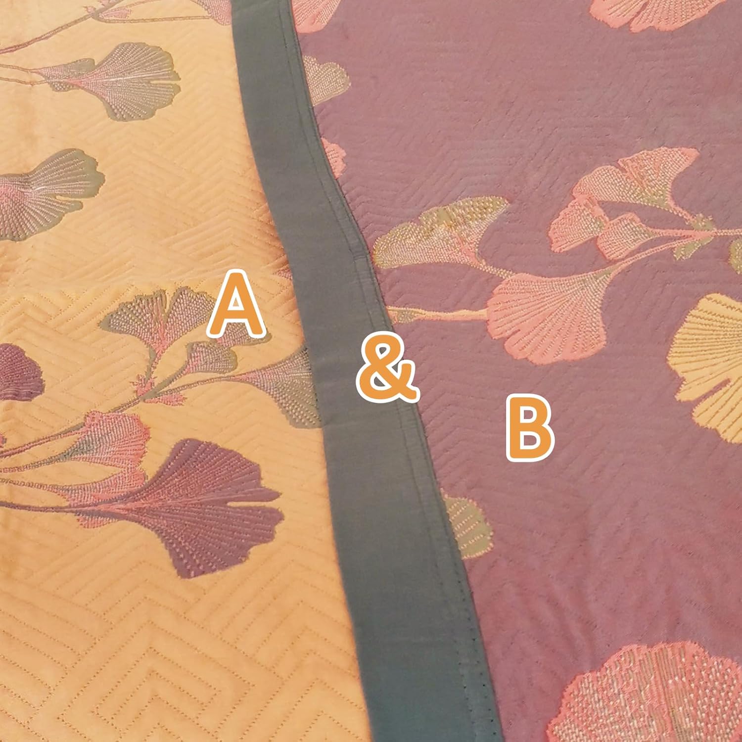 Reversible Ginkgo Quilt Lightweight Cotton Muslin Bedspread Soft Breathable Coverlet for All Season Queen Size Bedding Machine Washable Quilted Throw Blanket for Bed, Couch - Image 3