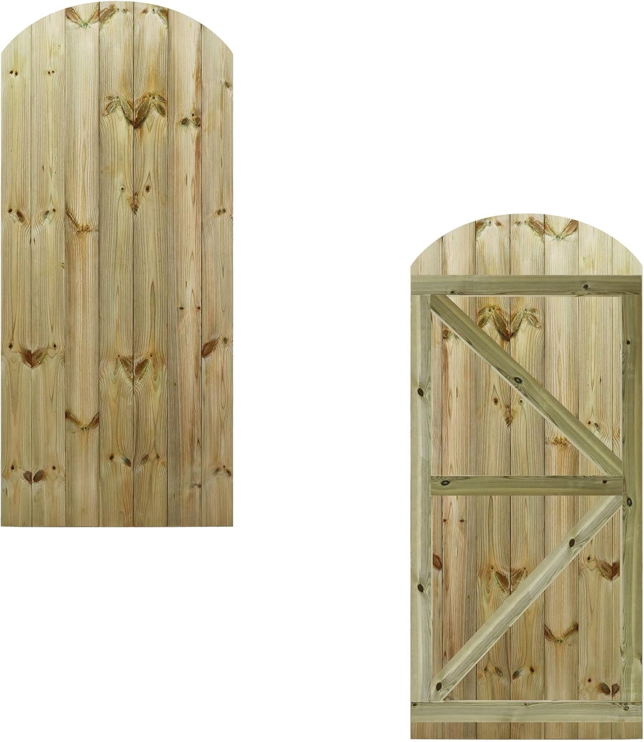 Bespoke Custom Made To Measure UPTO HEIGHT 5ft  150cm High  Tongue Groove Semi Braced Arch Top Pathway Garden Pedestrian Gate Width Between 75cm 90cm Hinge Pack Option Removed 8713 - View #3