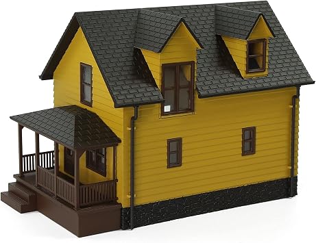 O Scale Christmas Village Model Building 1:50 Residential Modern House Assembled Architectural for Model Train Layout Diorama JZO01 (Yellow)
