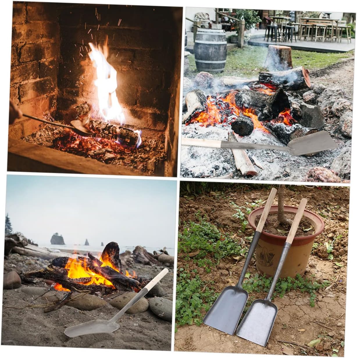 GLEAVI 2Pcs Fireplace Ash Shovel Lightweight Handle Hand Spades for Garden Kitchen Use Coal Ash Shovel Easy to Clean Portable