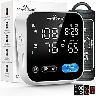 Easy@Home Blood Pressure Monitor for Home Use, Digital Talking BP Machine with Adjustable Voice, Large 3-Color LED Display, One-Touch Operation, Free MyHeartPal App, No Bluetooth, EBP-703