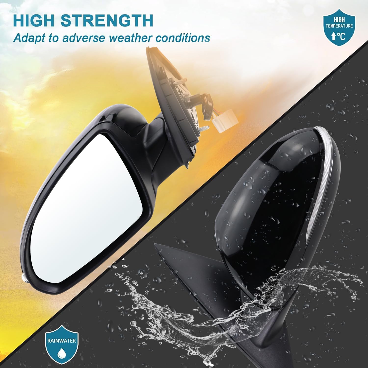 Left Driver Side Mirror Compatible with 2016 2017 2018 Kia Optima with Manual folding Power Glass With Turn Signal Black Replace#KI1320200(5 Pins)