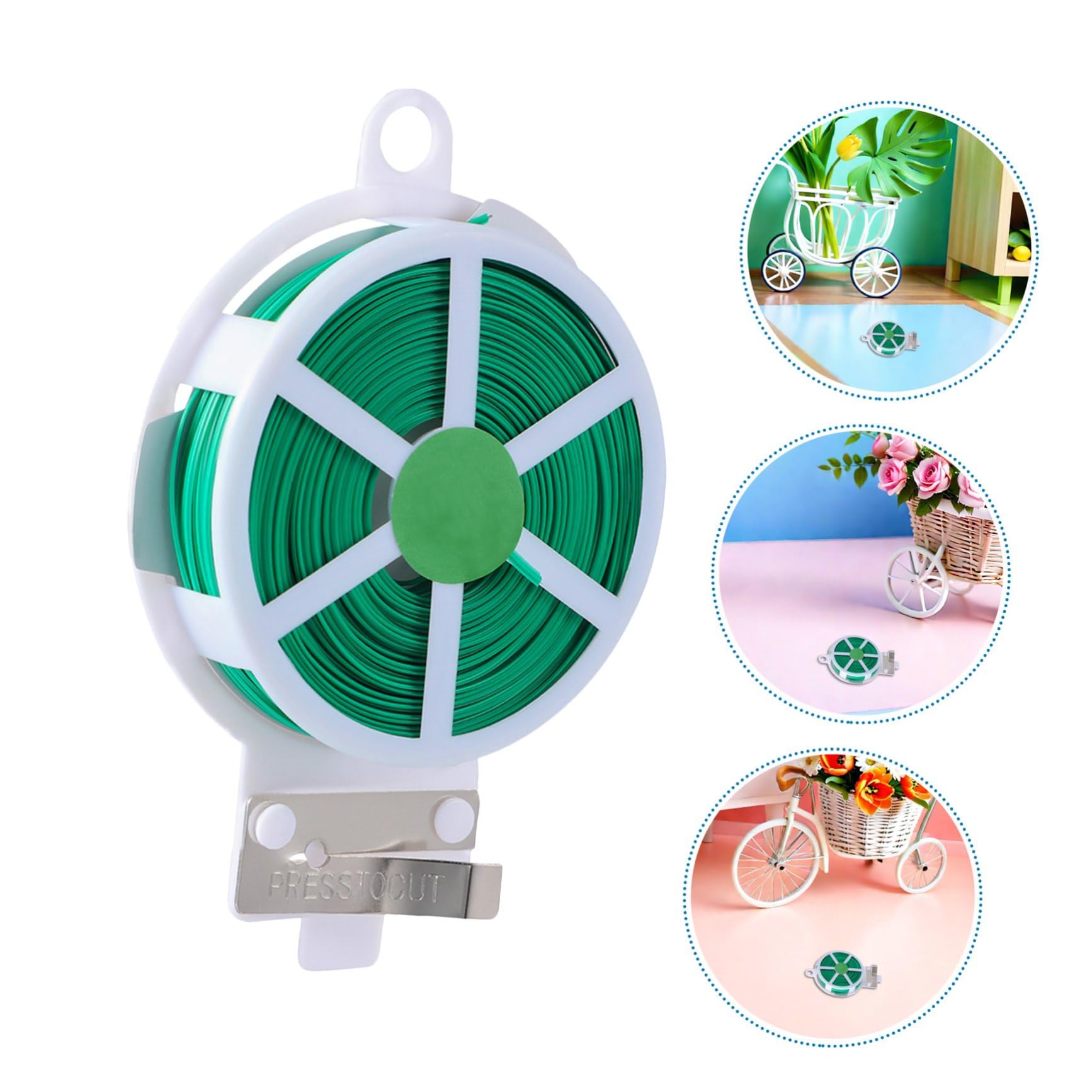 Liens de Jardinage pour Plantes, 12 Rouleaux, Fil Fer PE Vert