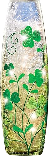 Miniatura 1 de Collections Etc Lámpara de cristal agrietado de trébol pintado a mano y con purpurina