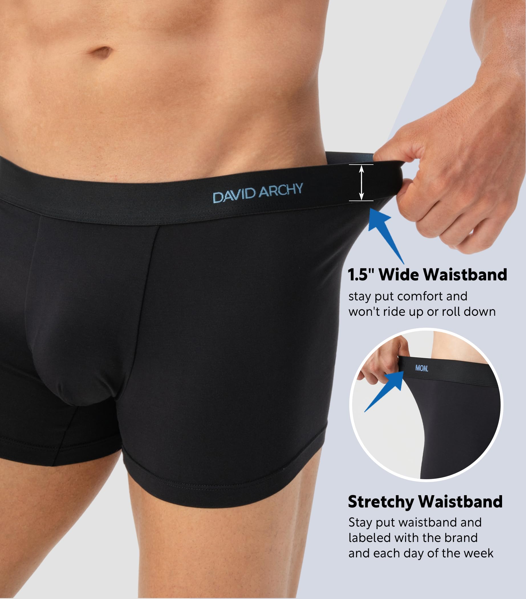 DAVID ARCHY Calzoncillos Tipo bóxer para Hombre, cómodos, Suaves, para Uso Diario, Paquete de 7