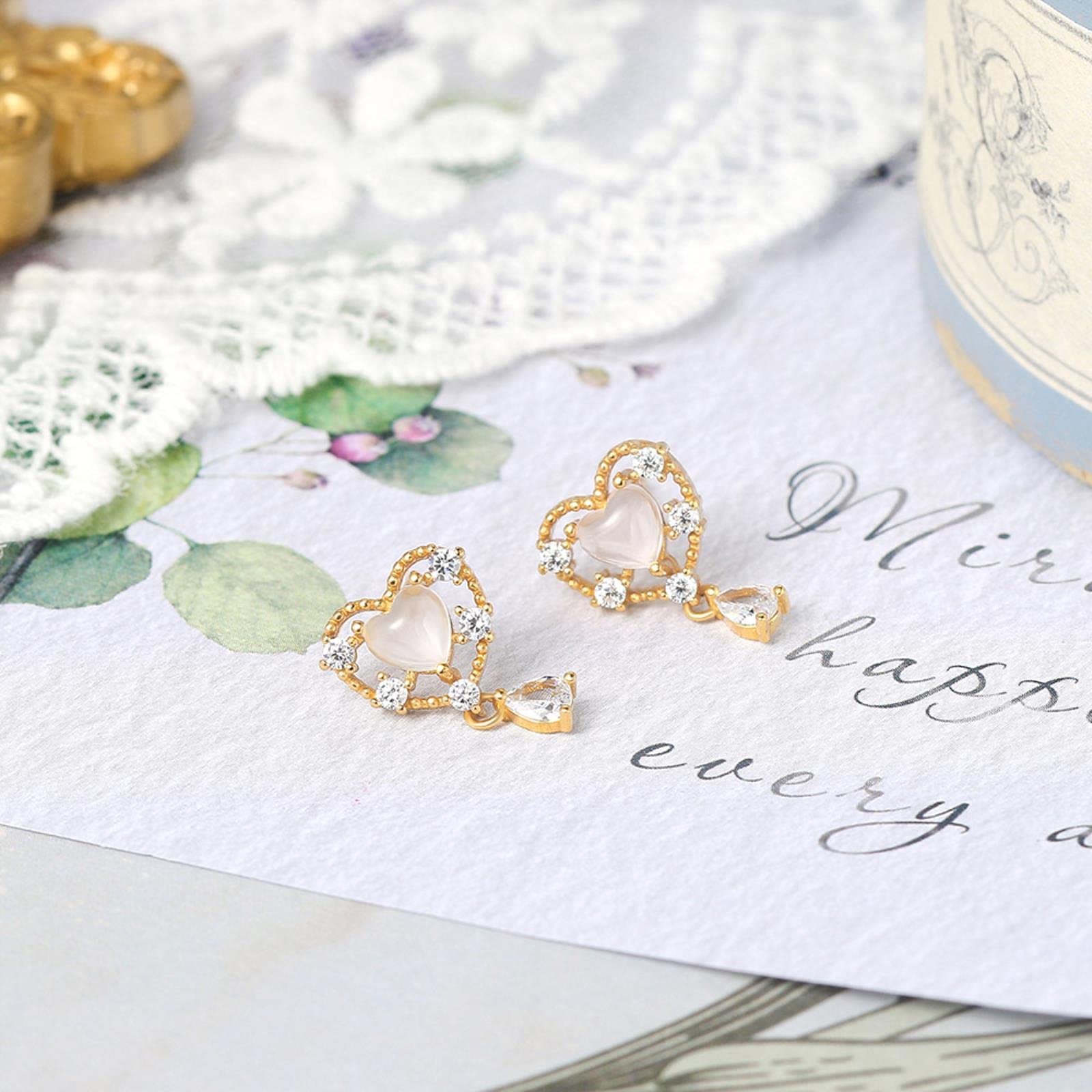 LOKILOKI Orecchini A Cuore In Argento 925 Con Zirconi: Gioielli Romantici Per Donna