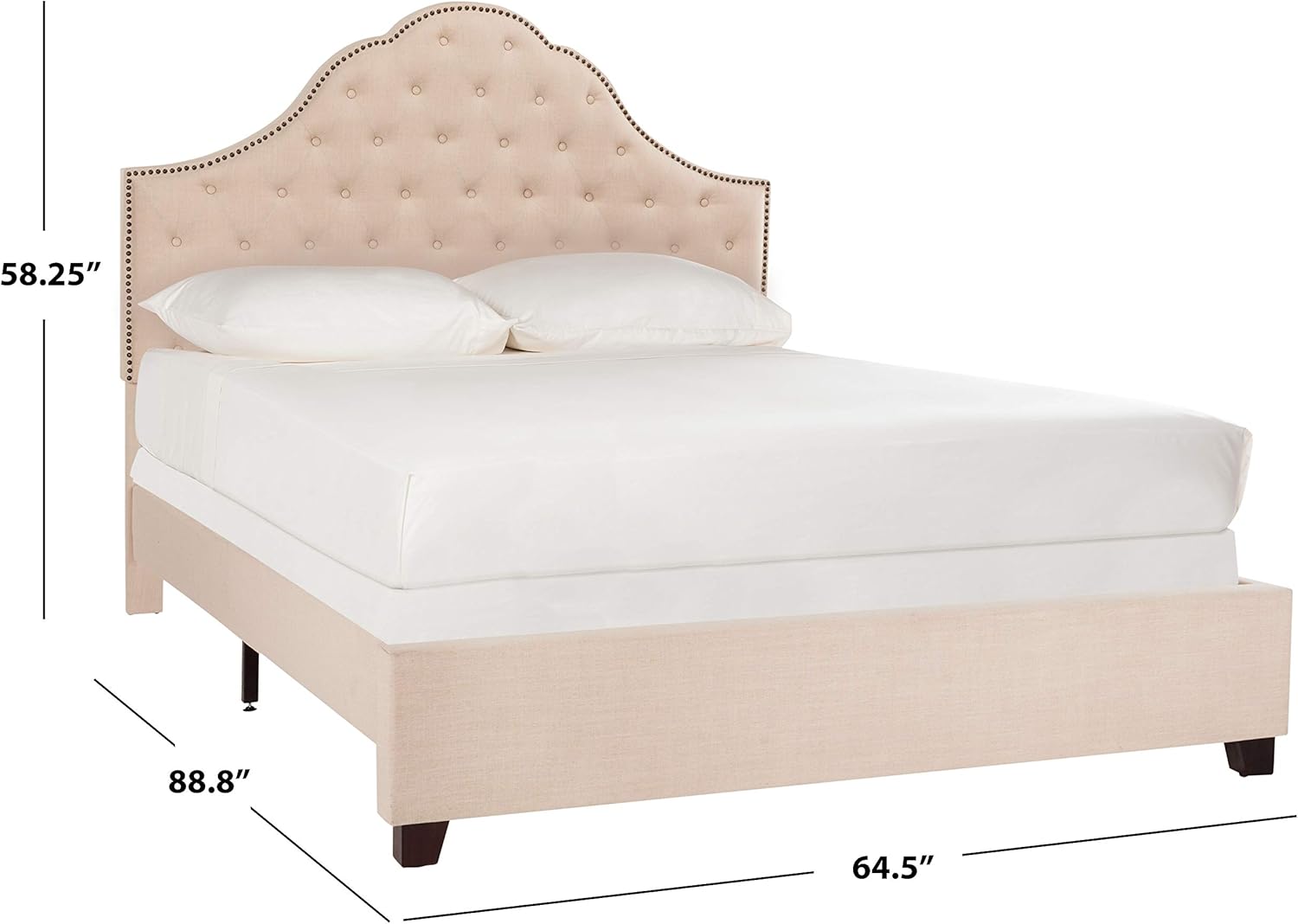 Safavieh Home Beckham Contemporary Beige Linen Bed, Queen