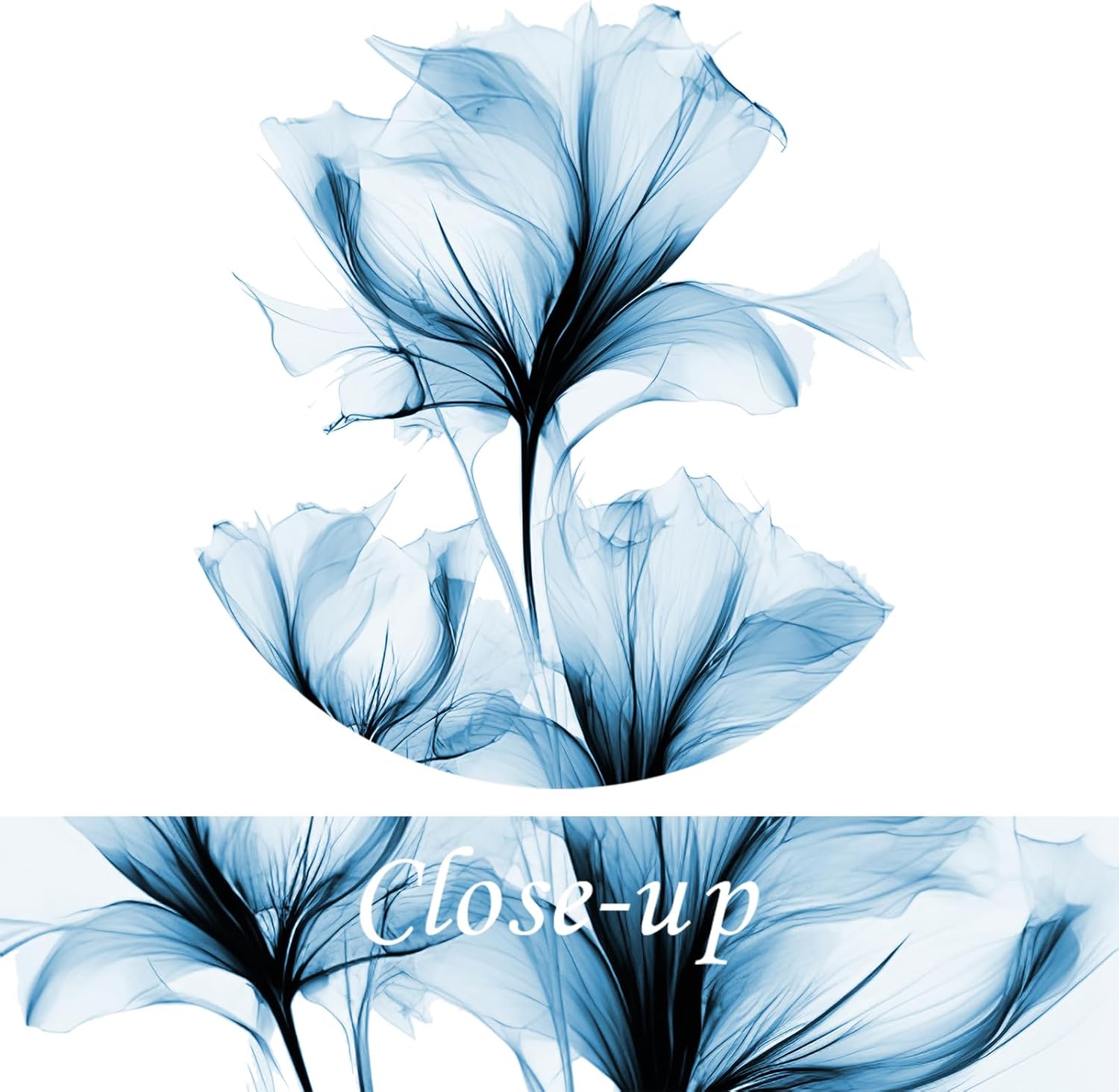 KREATIVE ARTS Blue Flickering Flower Canvas Wall Art - Modern Abstract Paintings, 4 Pcs, 12x16 Each, Graceful Floral Pictures, Gallery Wrapped for Living Room, Bedroom, Office Home Decor