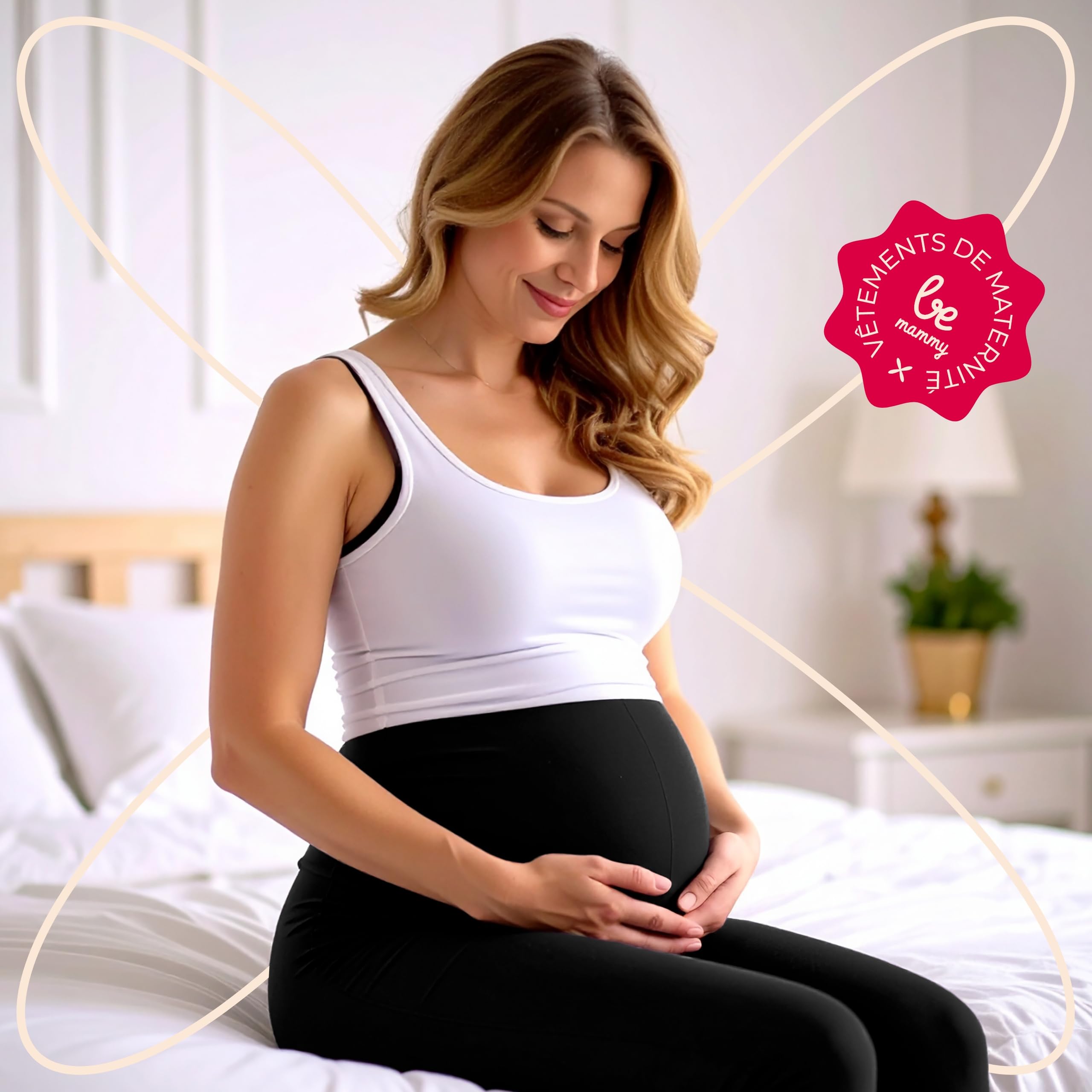 Be Mammy Lote de 2 Legging Grossesse Femme Long Legging Maternité Confortable BE20-230