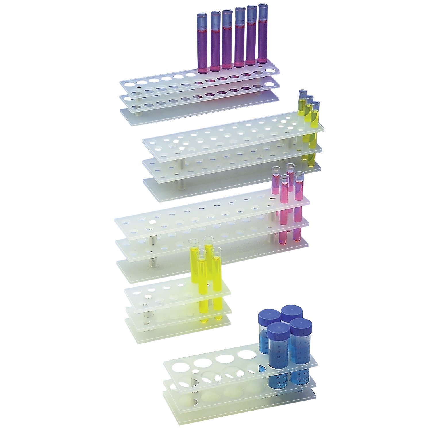 neoLab Polypropylen Reagenzglasgestell, 2 x 6 Plätze, 18mm Lochdurchmesser, 65mm Höhe, Weiß