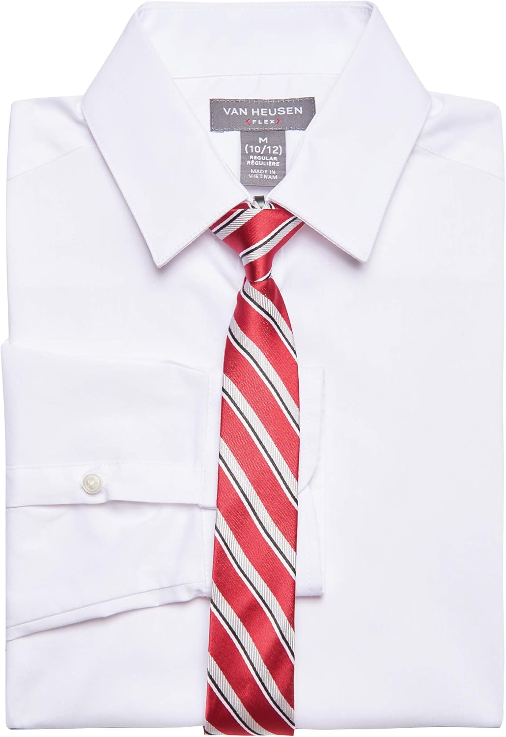 Van Heusen Boys' Long Sleeve Collared Button-down Dress Shirt and Tie Set