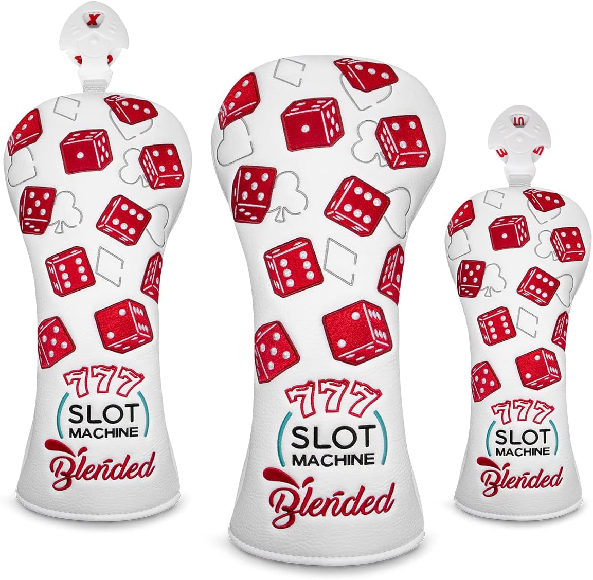 Golf Club Covers Lucky 777 Blade Putter Headcover Golf Driver Covers Fairway Wood Headcover Hybrid Head Cover Blade Putter Cover Leather 3 Wood Headcovers Golf Headcovers for All Brand