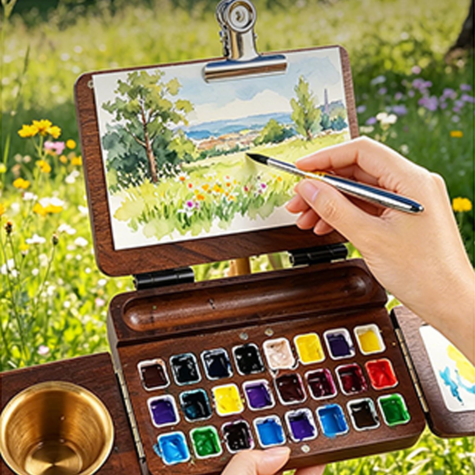 Juego de pinceles artísticos con mango de metal, 3 piezas, doble cara