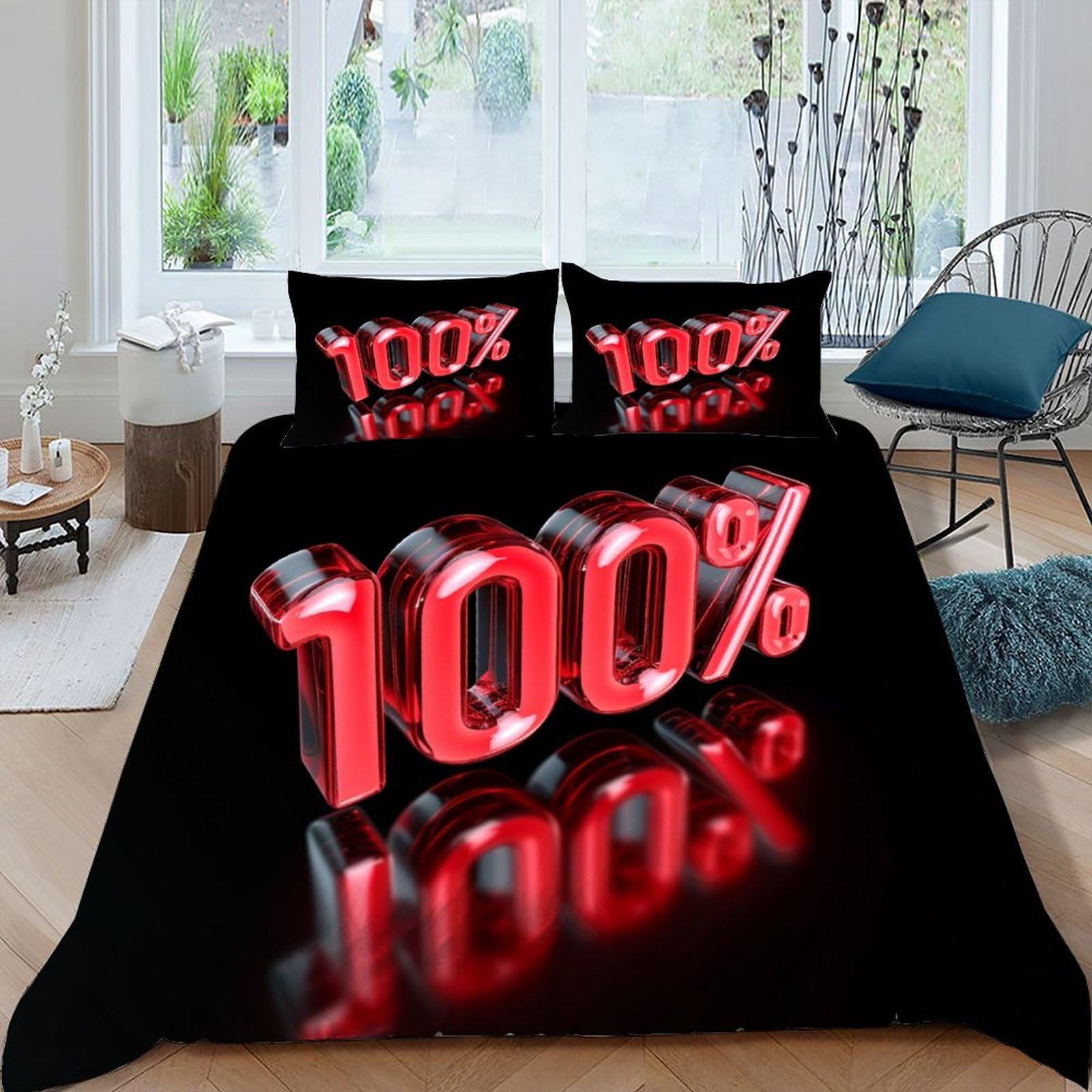 Housse de couette red 220x240cm avec taies d'oreiller en microfibre pour lit adulte king