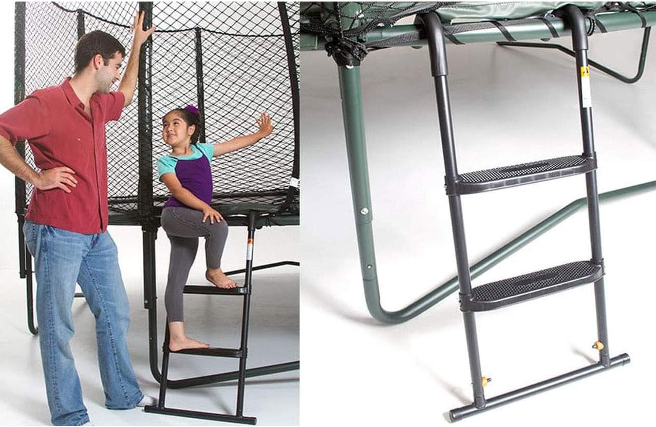 JumpSport SureStep Removable Platform 2-Step Trampoline Safety Ladder - Easy to Attach, Powder Coated, and UV Treated for Weather Protection