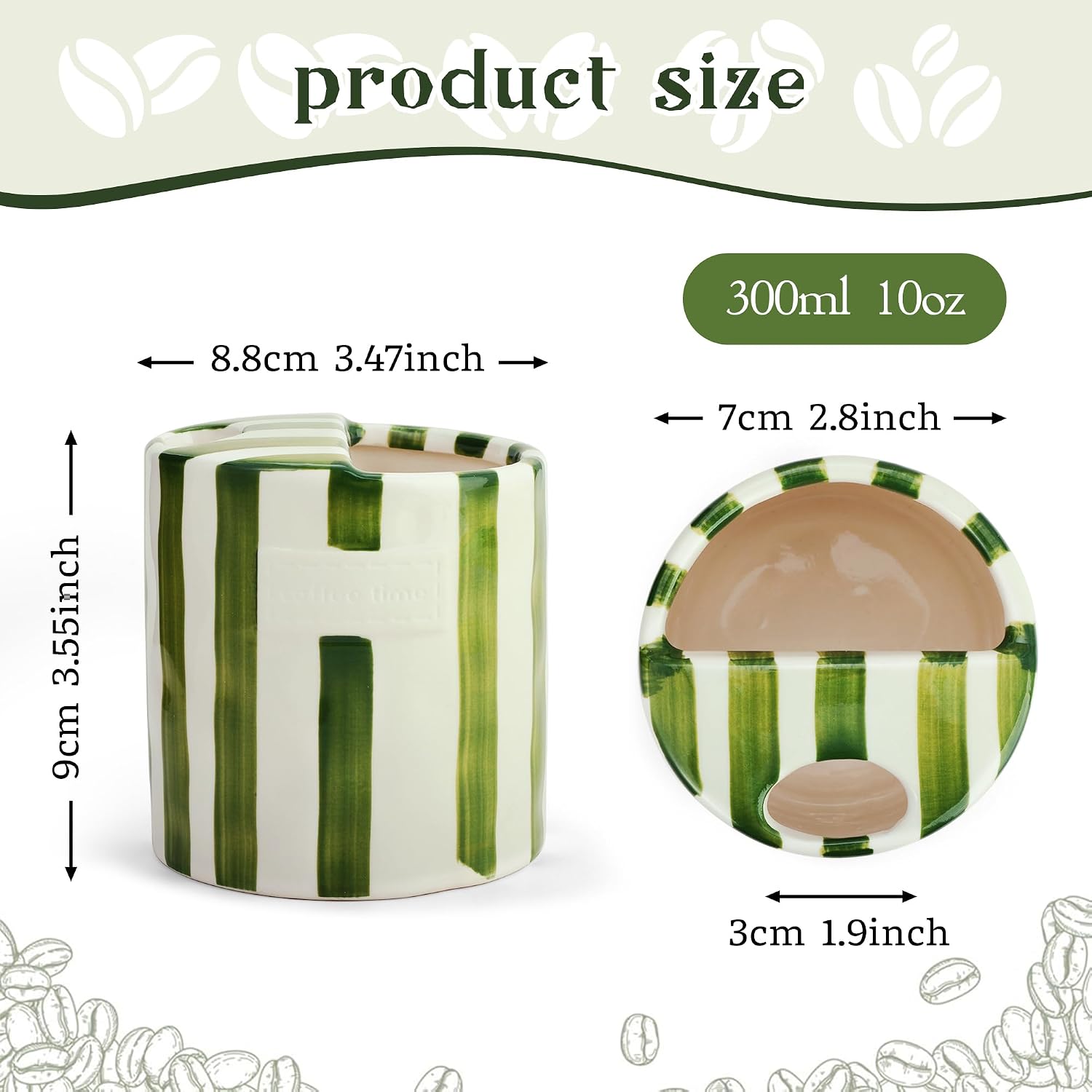 Cute Ceramic Iced Coffee Mug,Novelty Espresso Cup & Sip Hole,10oz